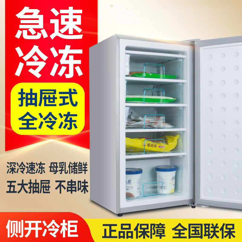 家用茶叶母乳小型迷你全冷冻冰箱小冷柜抽屉立式冰柜侧开门小冰箱
