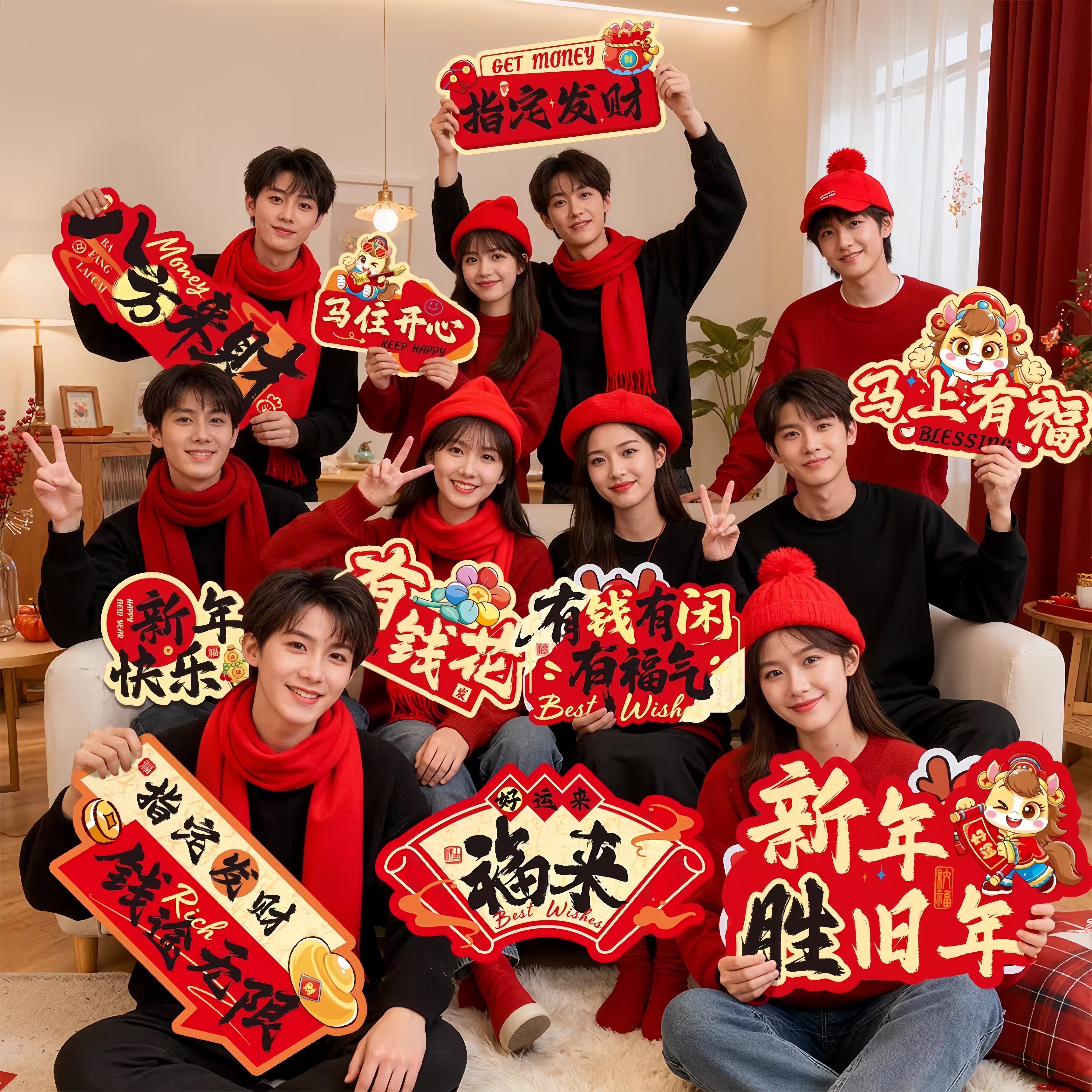 2026新年手举牌kt板公司年会团建活动拍照氛围道具仪式感场景装饰