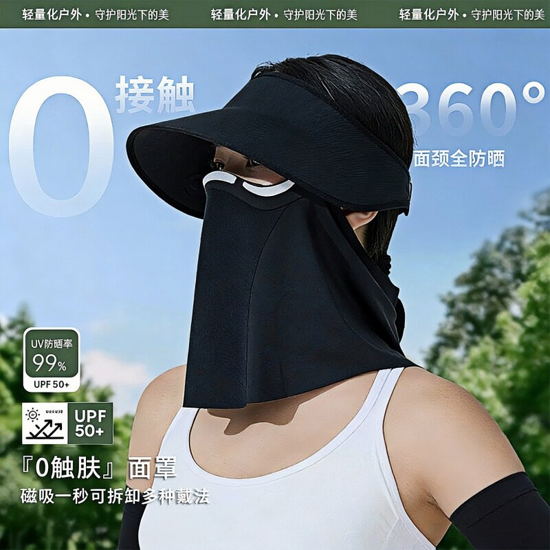 德国防晒面罩全脸防紫外线面罩帽子一体护颈脸基尼骑行遮阳口罩女