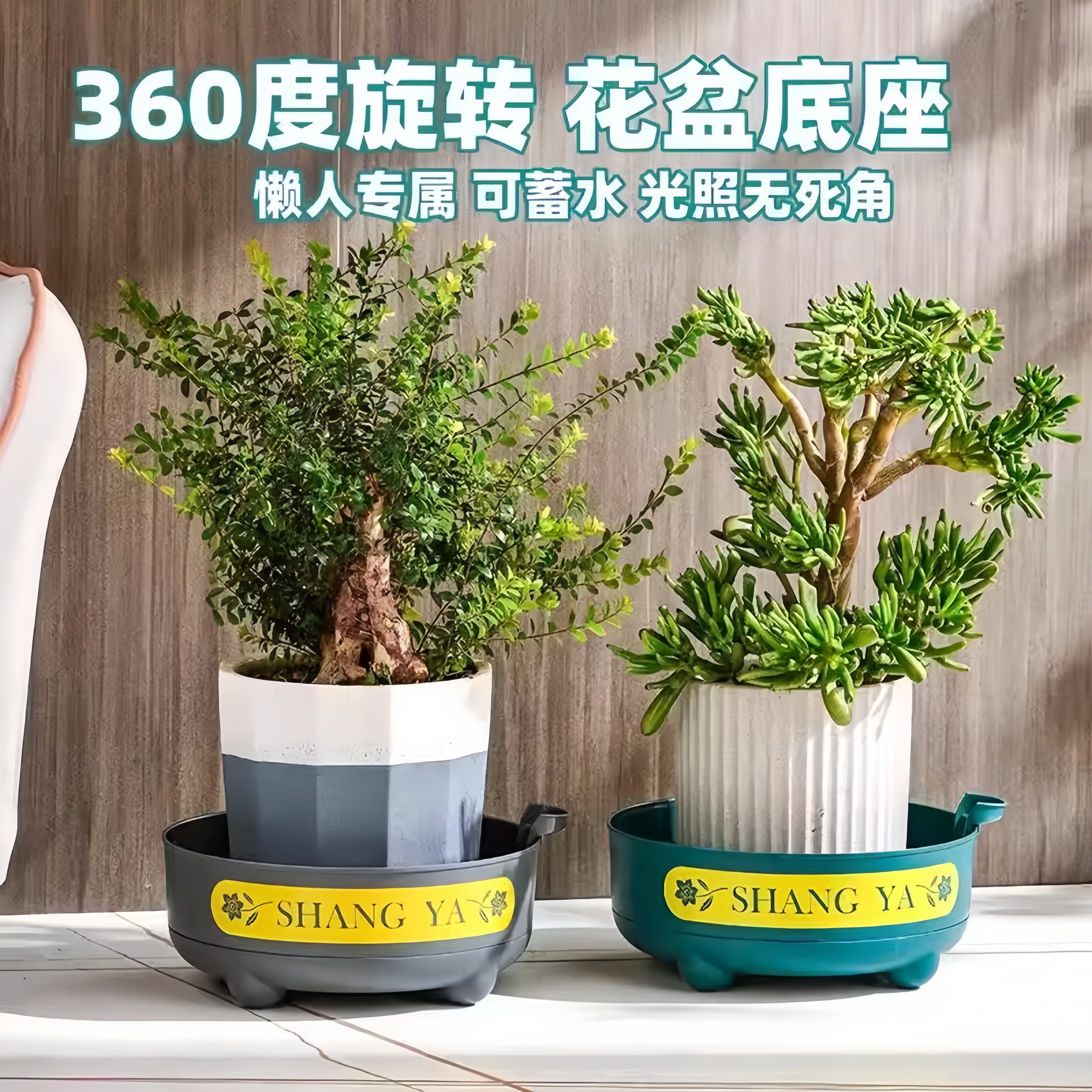 花盆底座旋转塑料圆形接水盘垫底花盘托架多肉植物增高储水底托盘