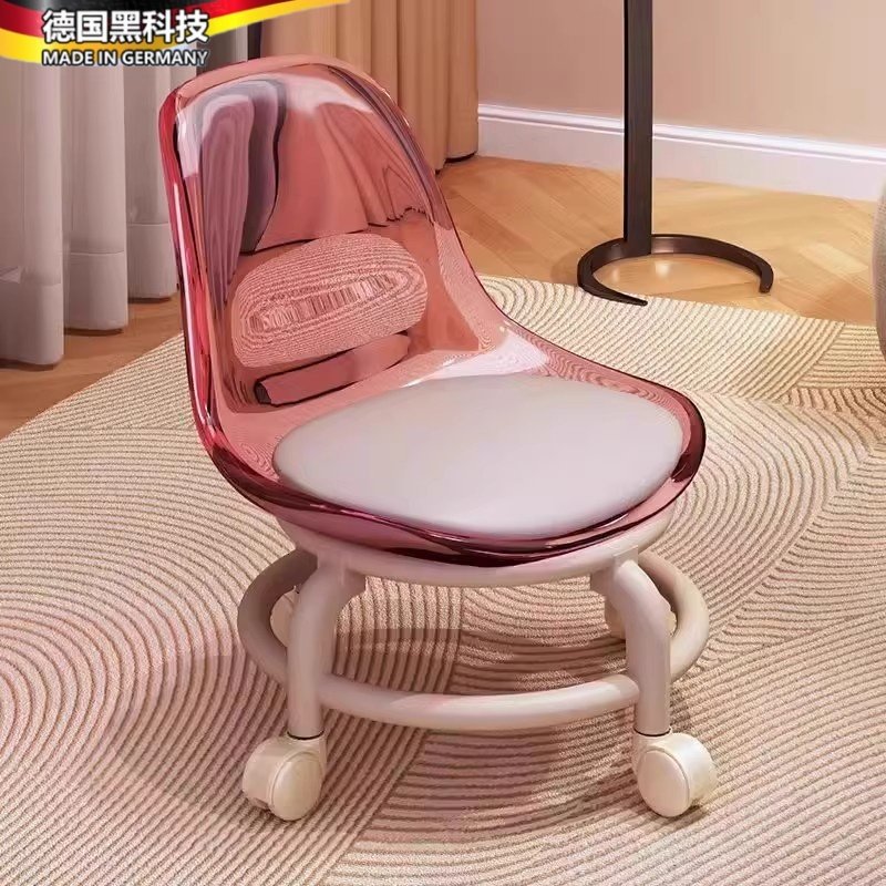 静音万向轮小凳子带轮的移动滑轮换鞋矮凳家用靠背小椅子久坐不累