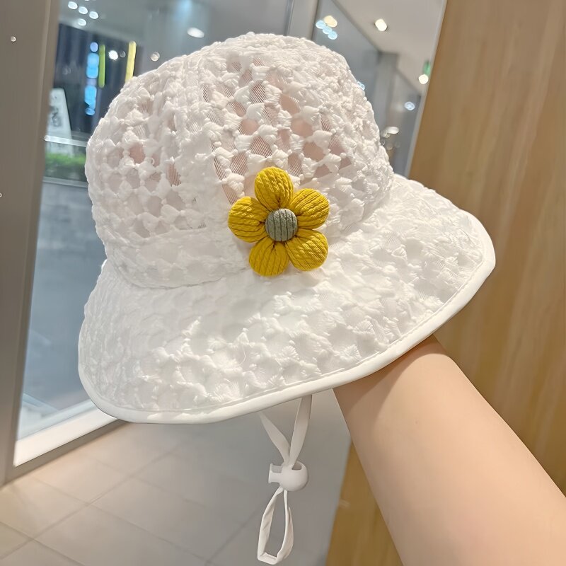 宝宝遮阳帽子夏季薄款渔夫帽大帽簷婴儿防晒透气超萌儿童女宝宝盆