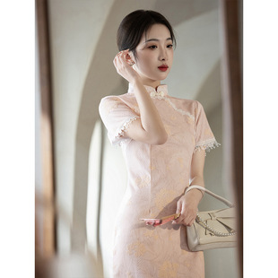 粉色碎花旗袍女新中式夏季2025新款日常可穿国风绝美改良版连衣裙