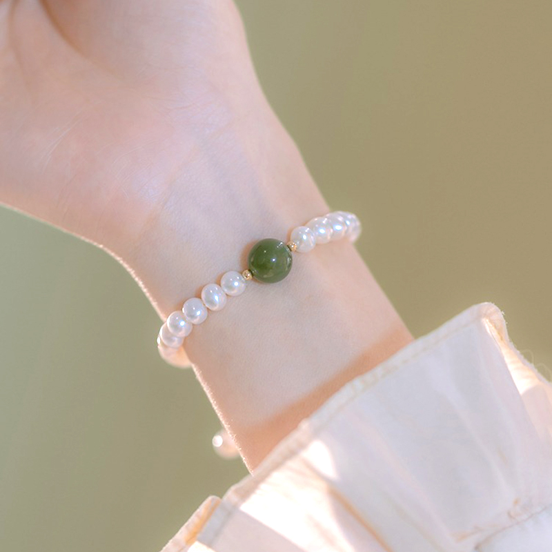 天然和田玉淡水珍珠复古手链