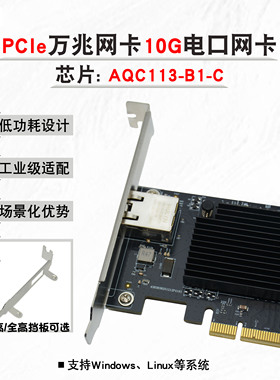 定升PCIE万兆网卡10G电口网卡RJ45服务器全双工AQC113万兆网卡