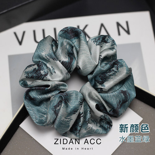 国潮水墨印花大肠发圈扎头发饰