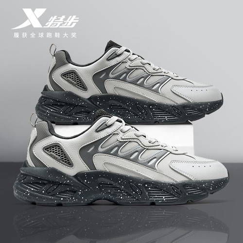 特步男鞋流派运动鞋2025新款男跑鞋官方旗舰店正品轻便厚底老爹鞋