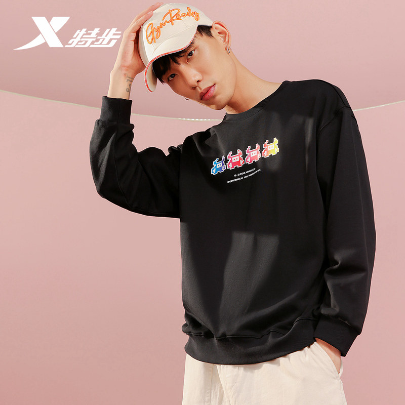 特步复古像素卫衣男2021秋季新款男装圆领长袖套头衫运动休闲上衣|msdalam kategori sukan/pakaian kasual, sweater sukan/pullover - dari Buy2taobao.com untuk memberikan perkhidmatan ejen Taobao profesional membeli