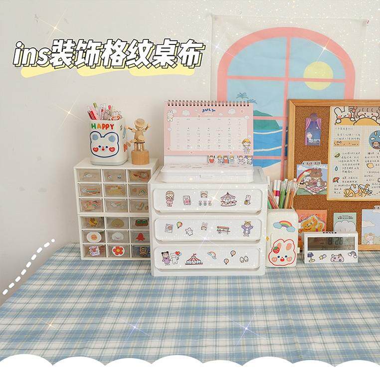拍照装饰桌布布料北欧jk格子桌布