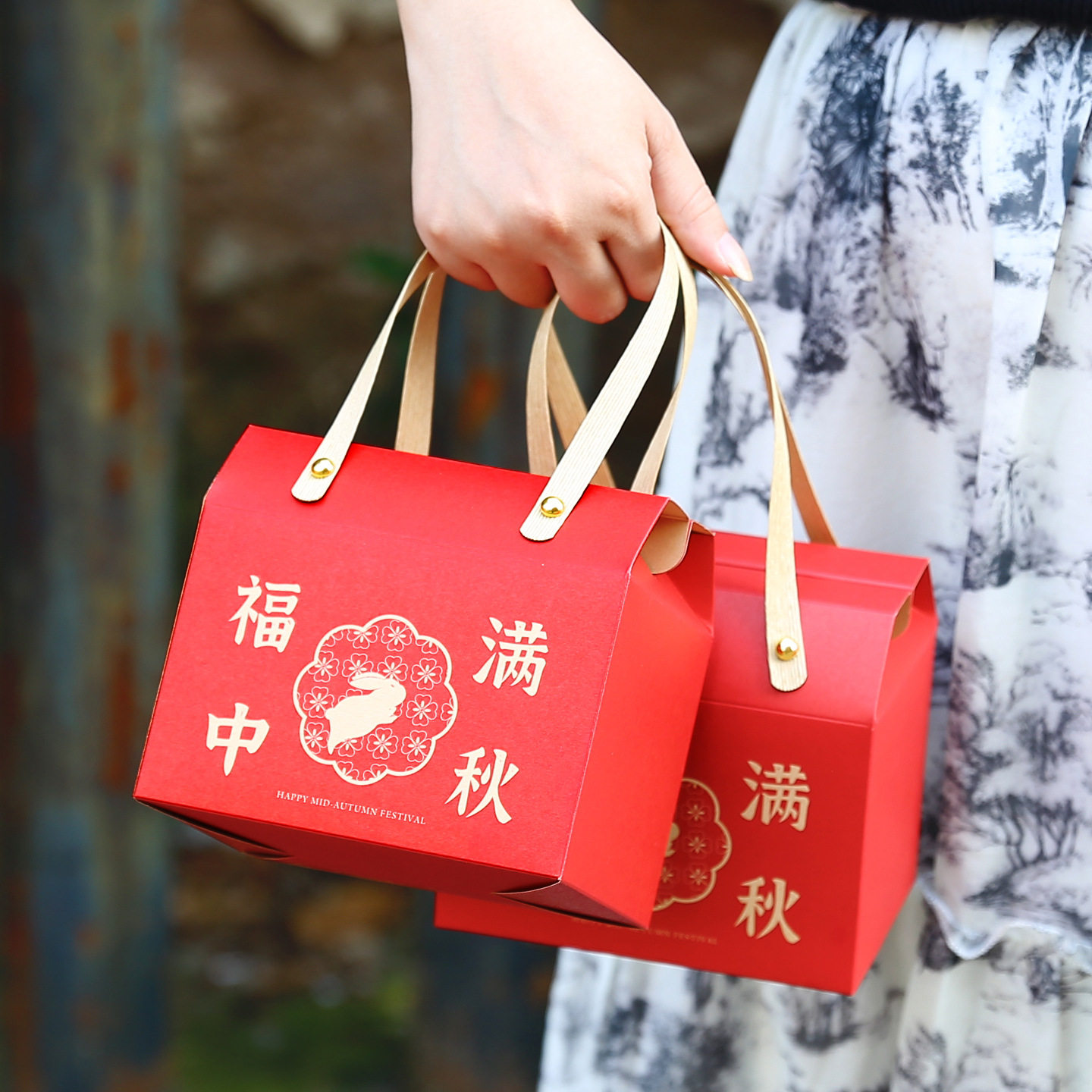 2026新款中秋节单个迷你月饼包装盒 4粒蛋黄酥儿童零食饼干手提盒