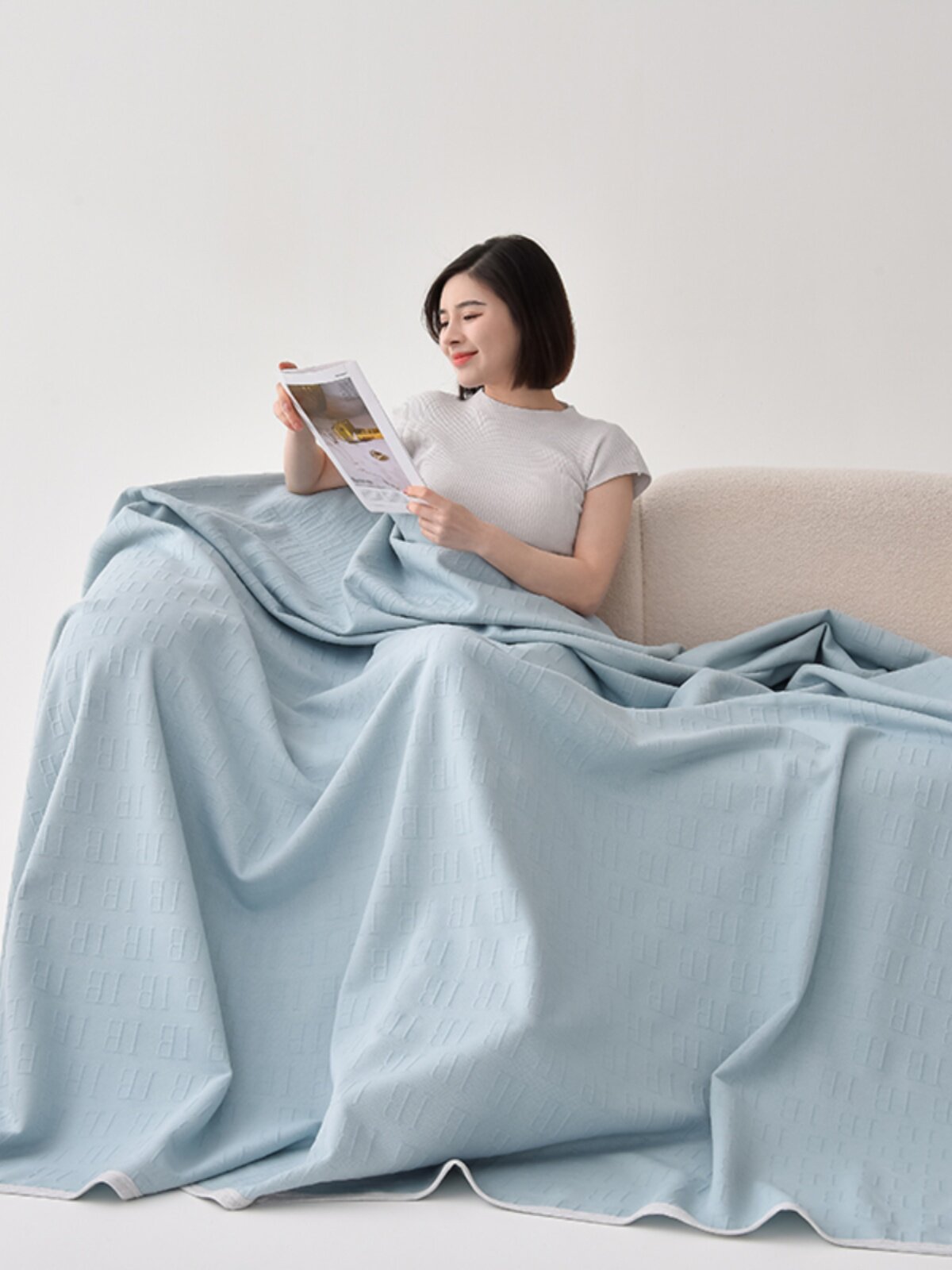 담요 사무실 낮잠 담요 여름 고급 소파 자동차 커버 담요 순면 니트 면화 수건 이불 XT