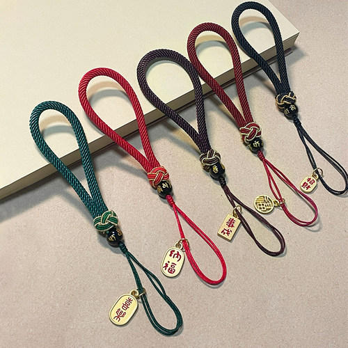 手机挂绳国风双绳指环款创意吊坠