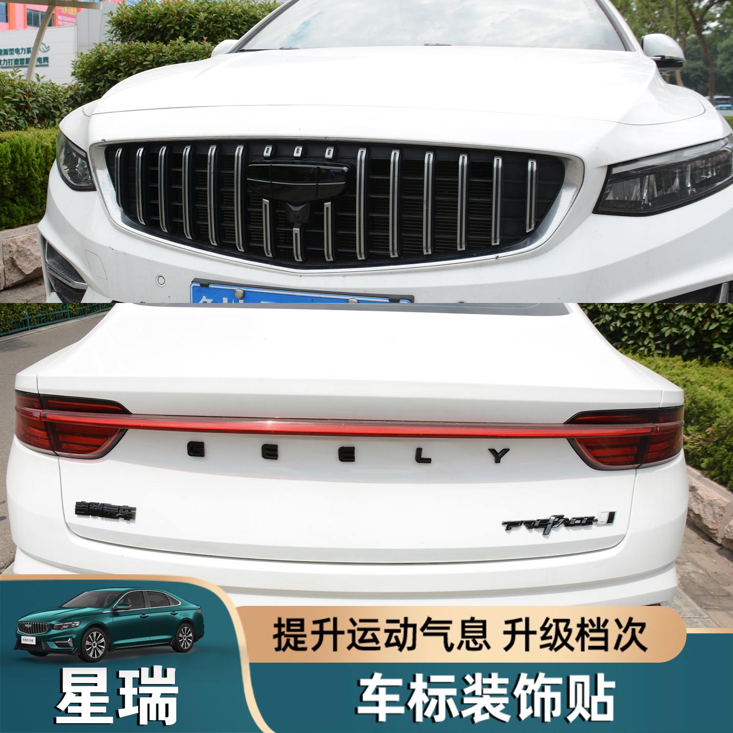 适用星瑞黑化车标贴改装