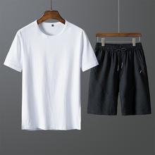 2件套情侣装 夏季 莫代尔短袖 韩版 青少年体恤5分裤 圆领T恤运动套装