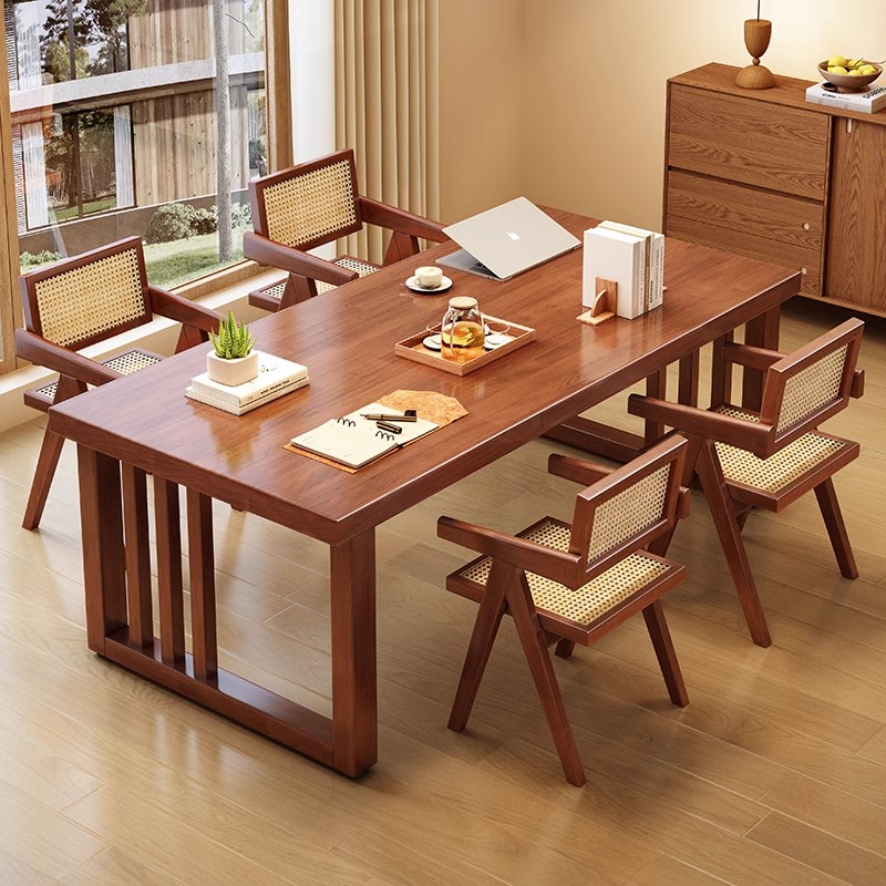 实木大板桌去客厅化桌子家用大长书桌实木加厚餐桌一体两用工作台