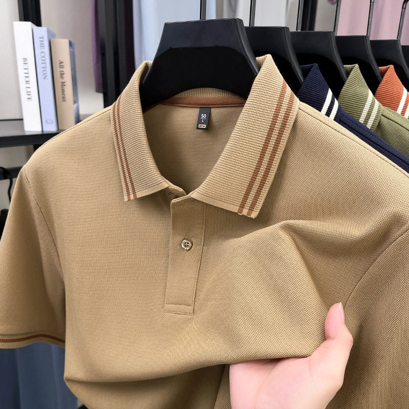 一件代发2026夏季100%纯棉短袖t恤男翻领高端polo衫男半袖上衣服