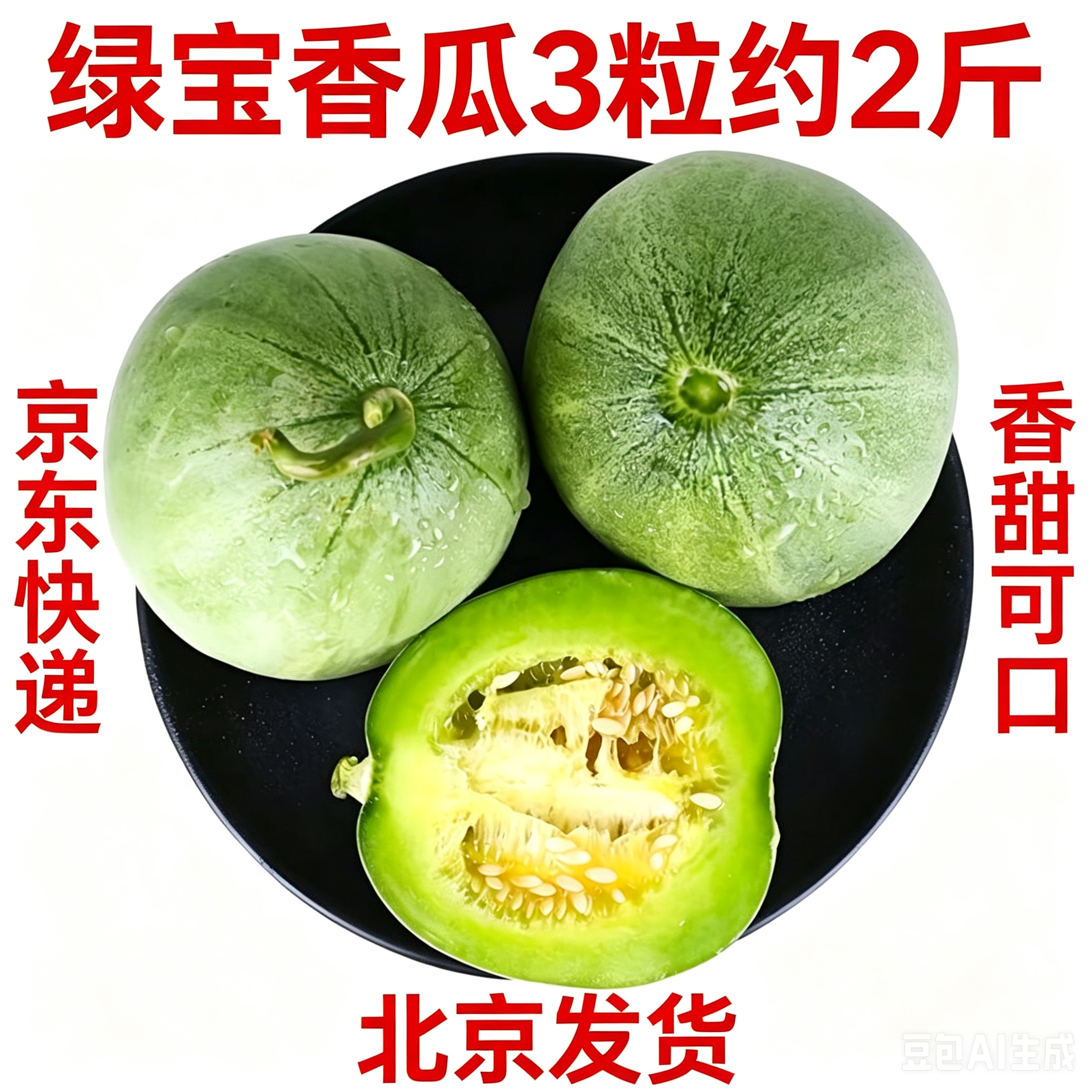 绿宝甜瓜新鲜水果3粒约2斤脆瓜绿宝石香瓜小甜瓜