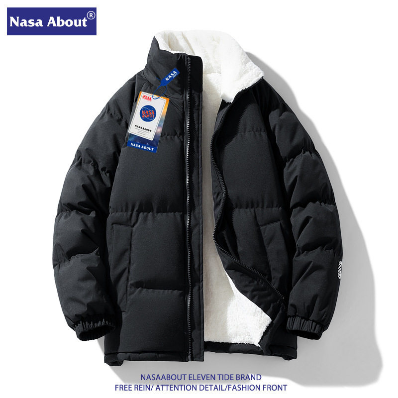 NASA新款羊羔绒棉服外套男女士情侣冬季2024潮牌加绒加厚羽绒