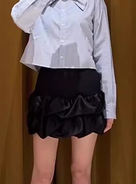 maSande2025早秋新款女装法式甜美修身黑色蛋糕裙半裙SFPJU01470