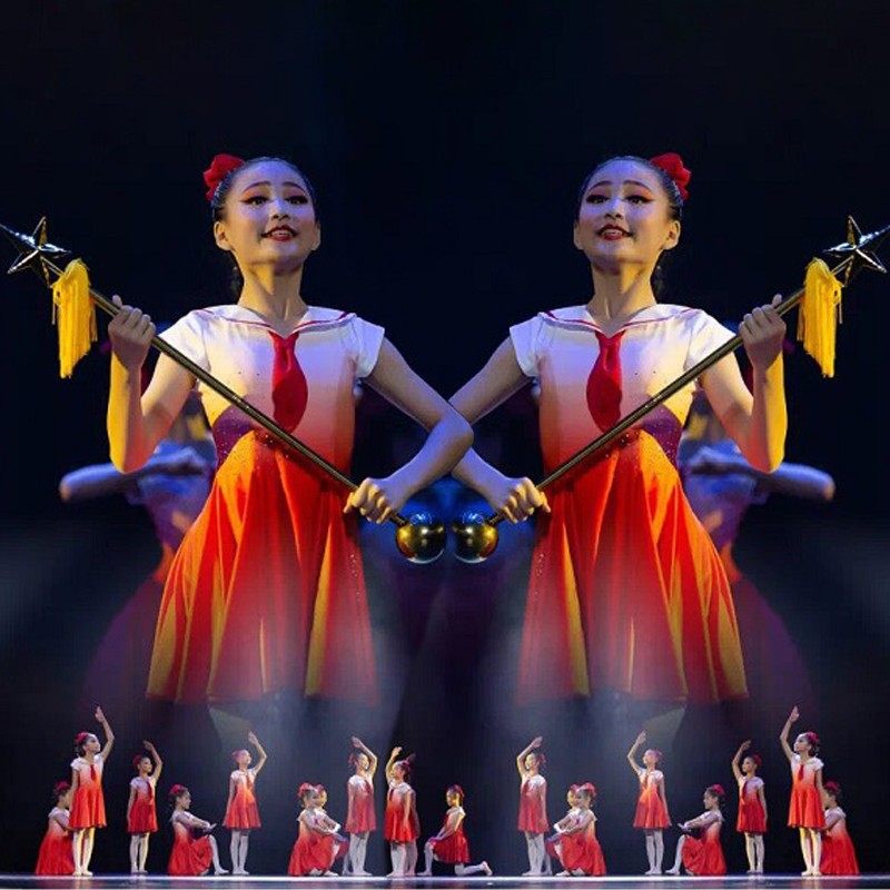六一儿童红领巾合唱演出服裙子中小学生红色传承舞蹈表演服装