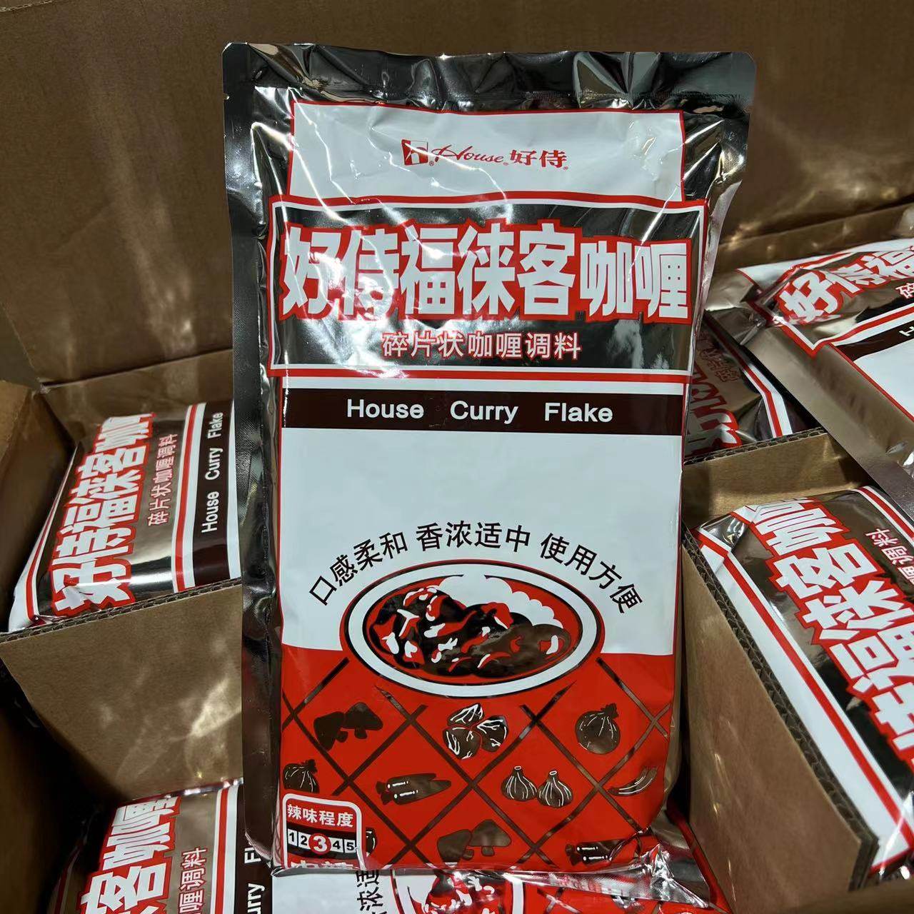 好侍福徕客咖喱中辣1kg 速食咖喱鱼蛋鸡肉饭嘎哩料日式咖喱