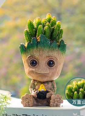 多肉植物仙人掌小盆栽格鲁特仙人球办公室内桌面摆件懒人好养绿植