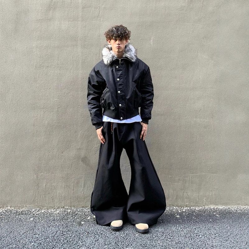 美式cleanfit毛领座山雕夹克棉服