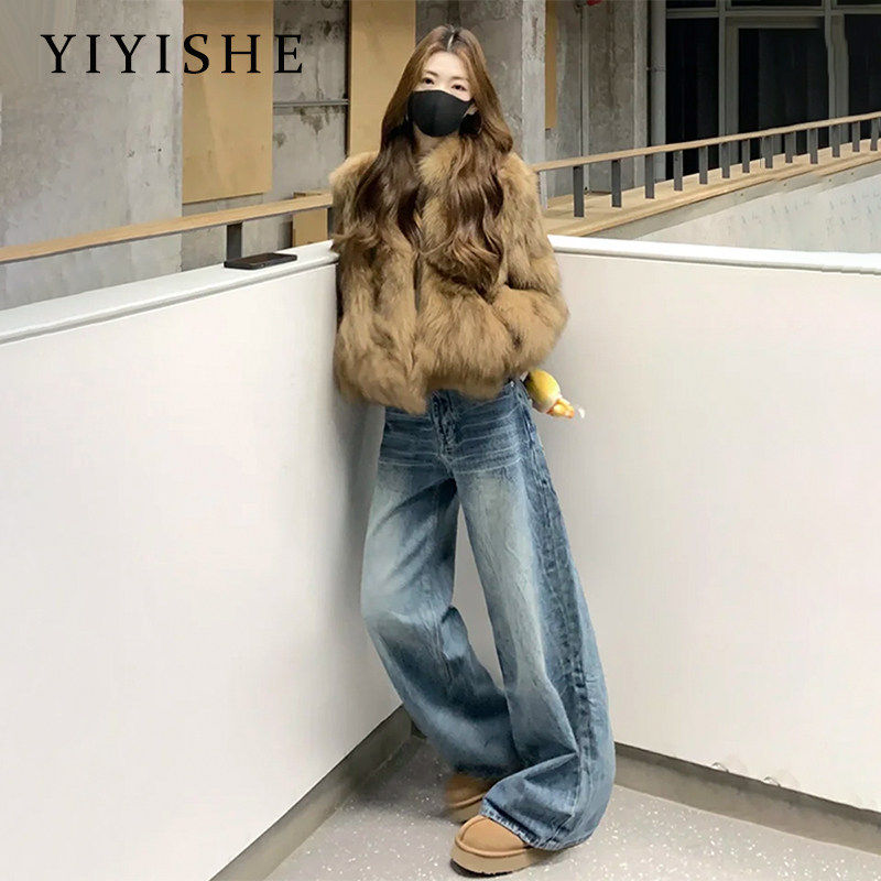 美式复古扎花阔腿牛仔裤女2026春季新款低腰宽松显瘦拖地直筒裤子