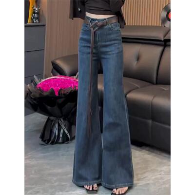 加绒不贴腿微喇牛仔裤女