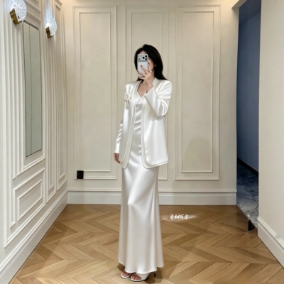 婚礼宴会三醋酸假两件西装外套女