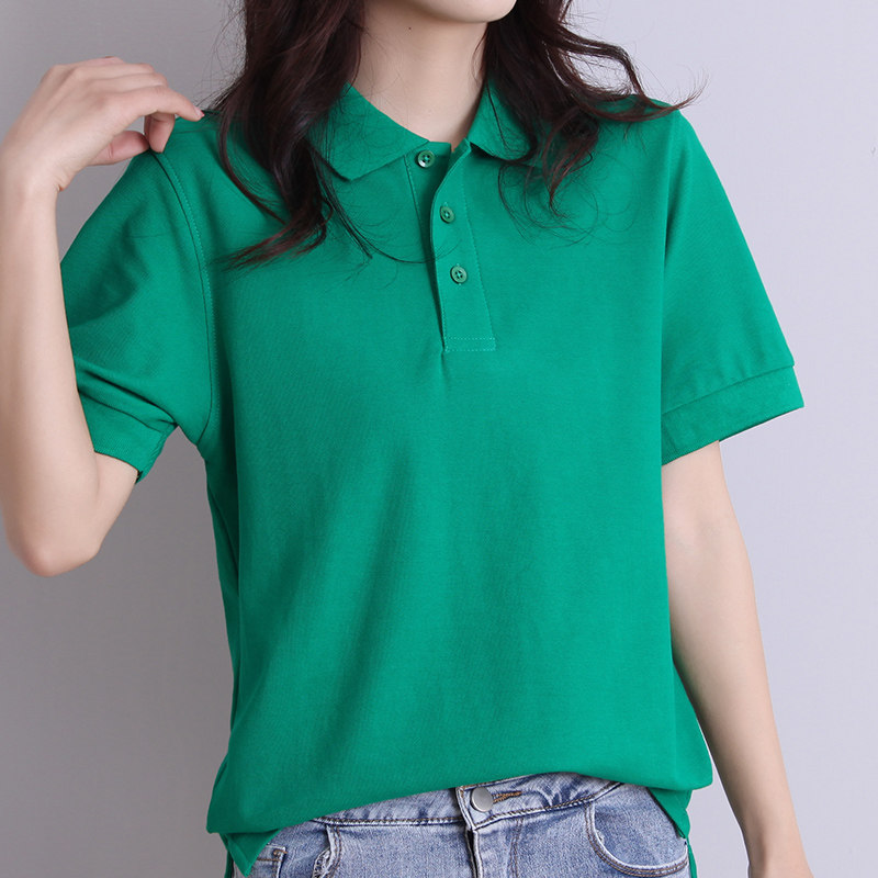 带领短袖t恤女情侣装新款夏季纯棉保罗polo衫男工作服定制印logo