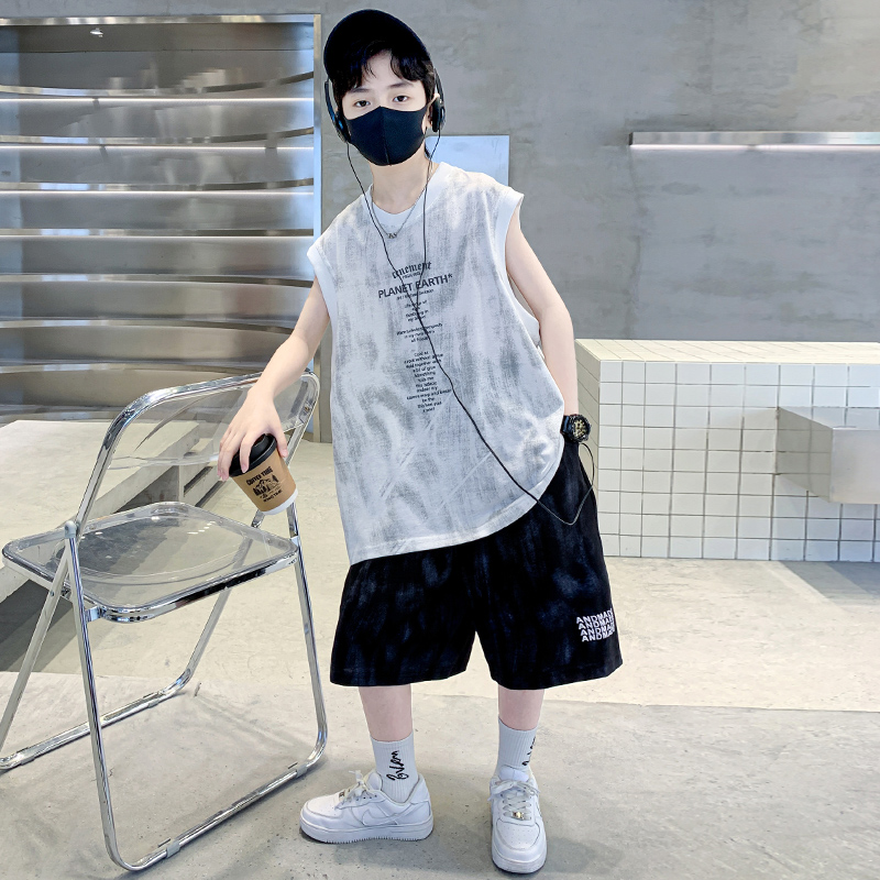 高端童装男童夏装套装儿童新款薄款运动背心夏季中大童男孩夏款潮