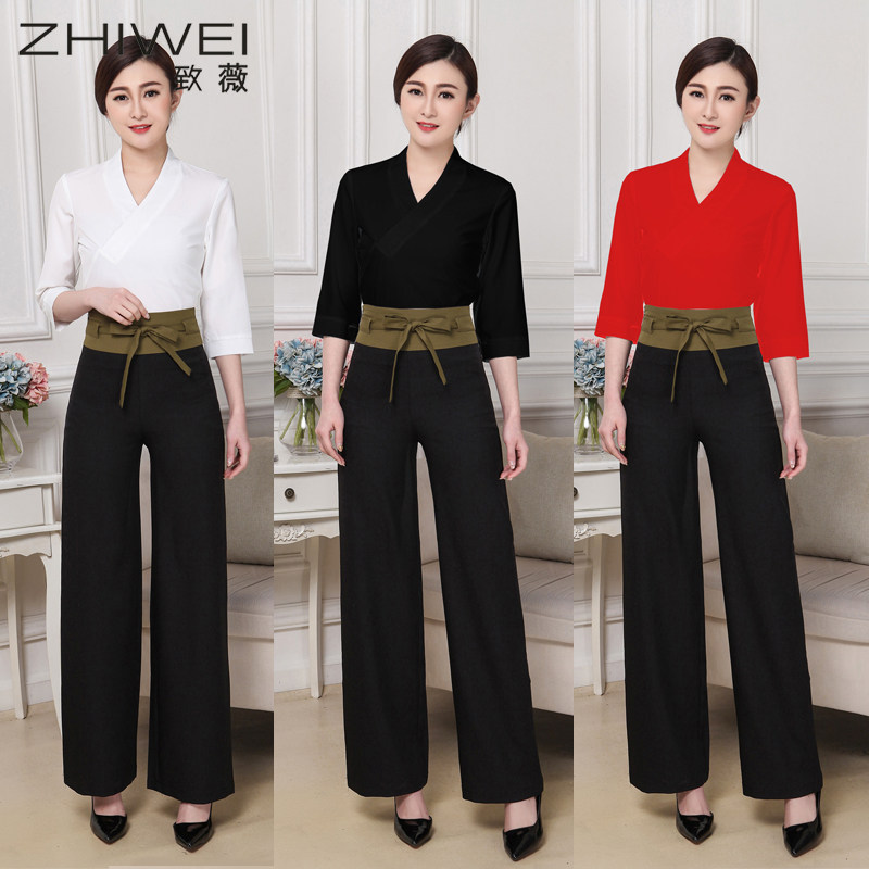 美容师工作服2020新款显瘦足浴足疗按摩技师工衣女浴场沐足服套装