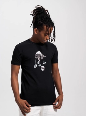 45Cent美式嘻哈印花修身短袖美式黑人紧身半袖打底t恤ins风