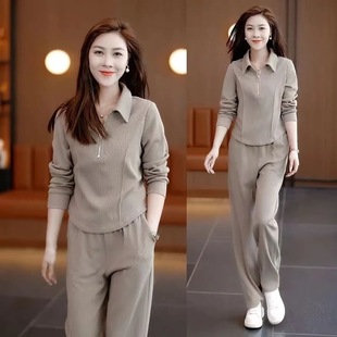 2025春秋季新款休闲运动服套装女士时尚洋气减龄卫衣阔腿裤两件套
