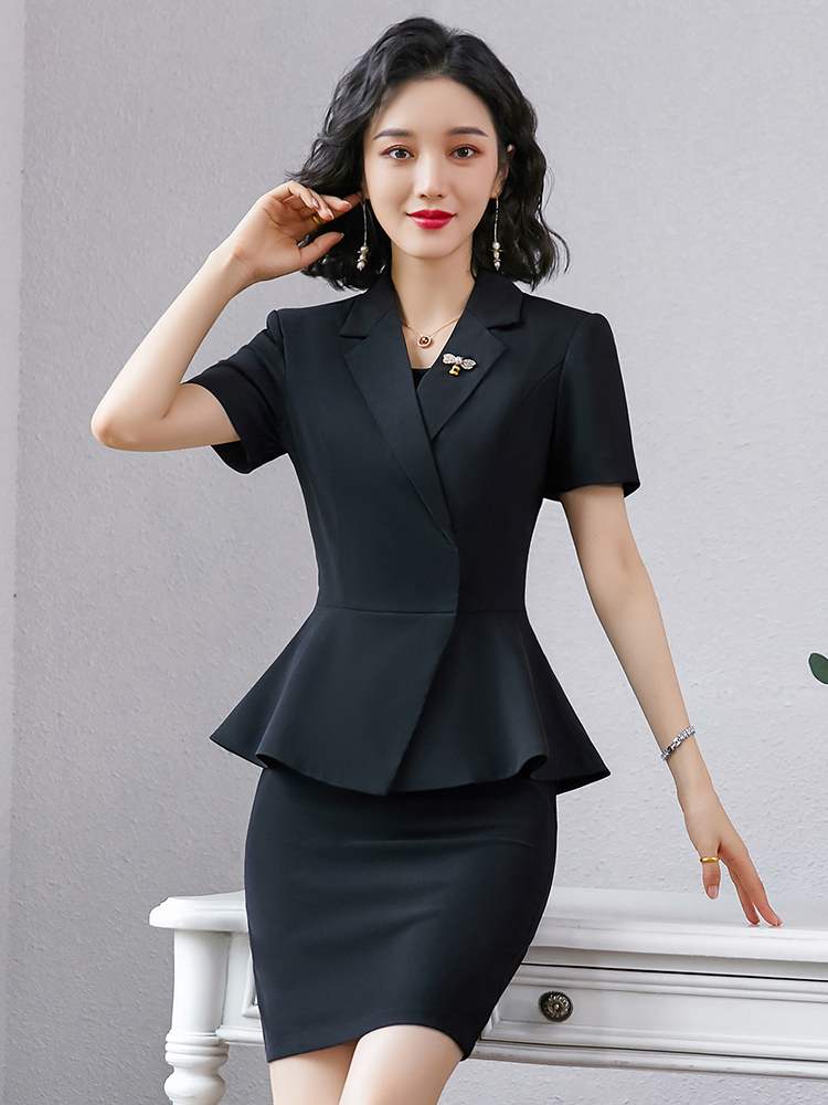 黑色商务工作服短袖正装