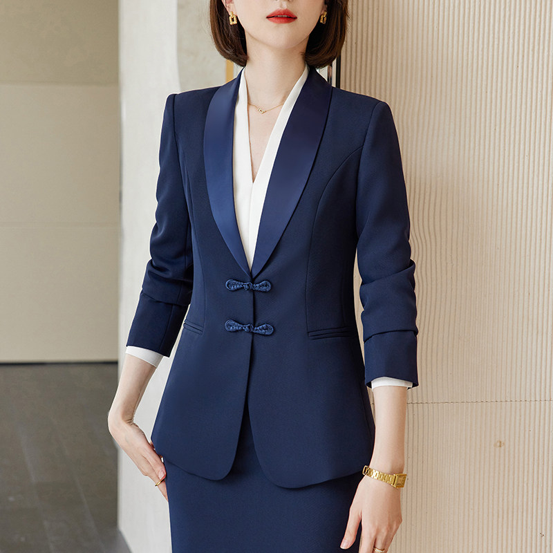 西装套装女秋冬高端酒店前台接待经理服务员新中式职业气质工作服