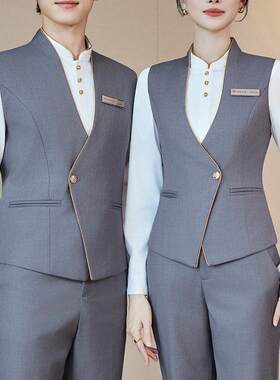 服务员工作服春秋季职业马甲茶楼宾馆KTV火锅店餐饮工装制服男女