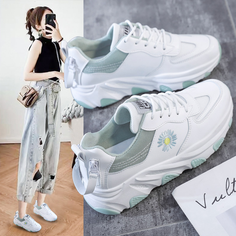 小雏菊小白鞋内增高女运动鞋秋季2020网红爆款韩版透气休闲老爹鞋