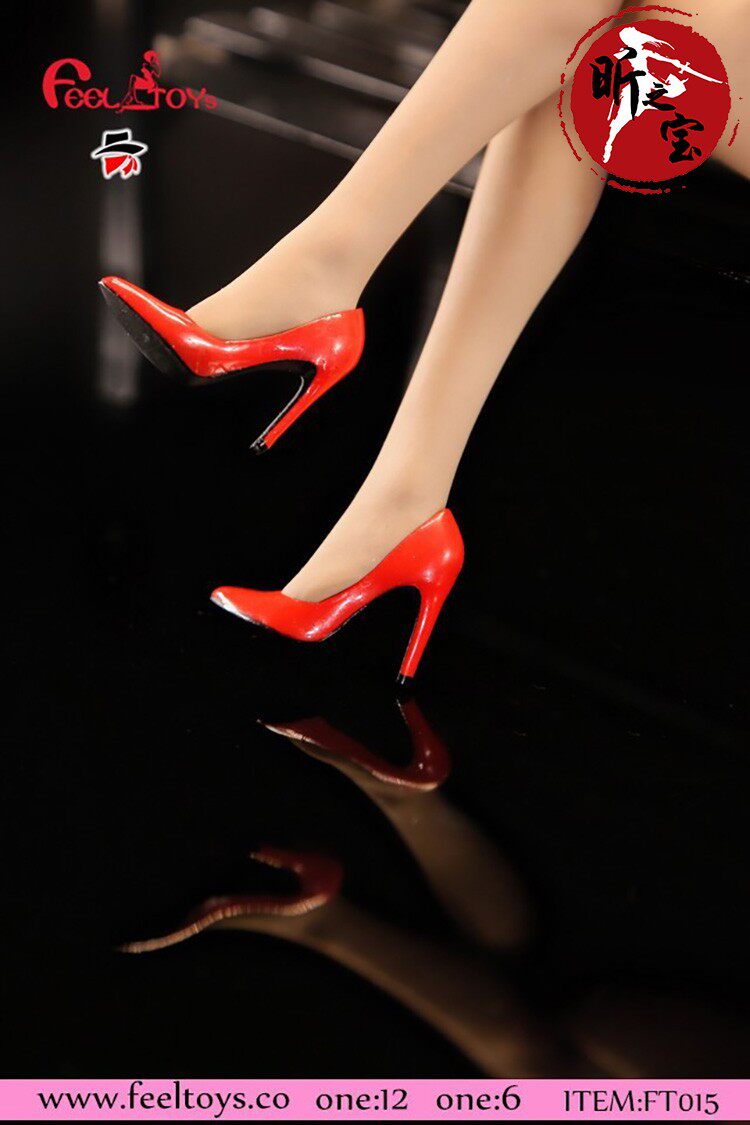 现货Feeltoys 1/12 FT015 红色典雅OL高跟鞋女士凉鞋单鞋1/6