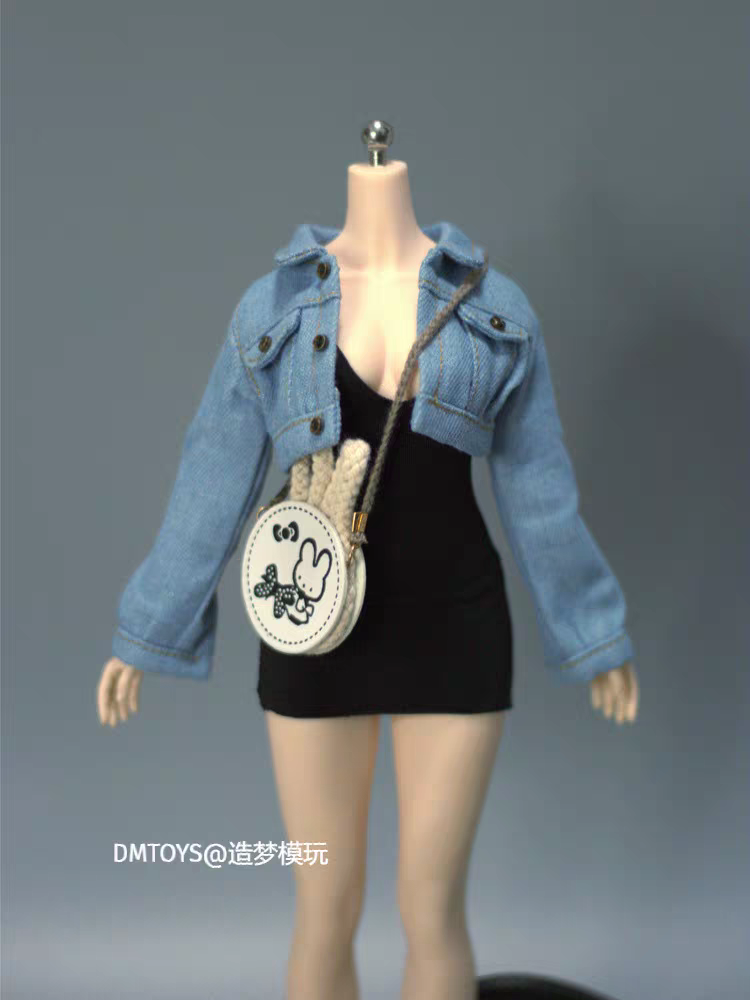 DMTOYS 1/6 女兵人衣服超短牛仔外套连衣裙套装 12寸包胶女素体