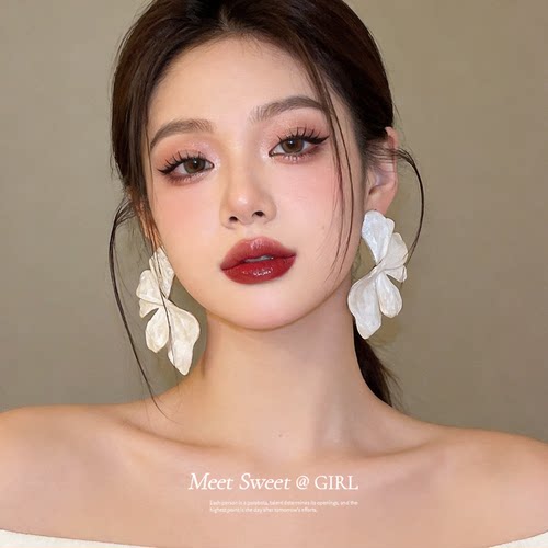 法式小众设计花朵耳钉