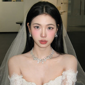 「遇见饰品MEET」晚礼服项链耳钉套装 轻奢名媛气质锁骨链配饰女款