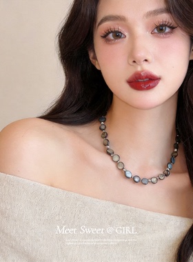法式贝壳圆珠串珠项链锁骨链女