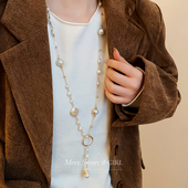 异形珍珠吊坠毛衣链轻奢高级感大气高档2025新款 长款 项链配饰女