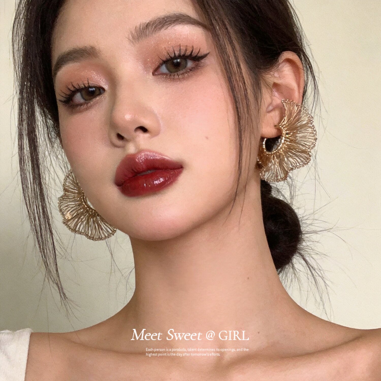 欧美C形针织花边耳环2026新款