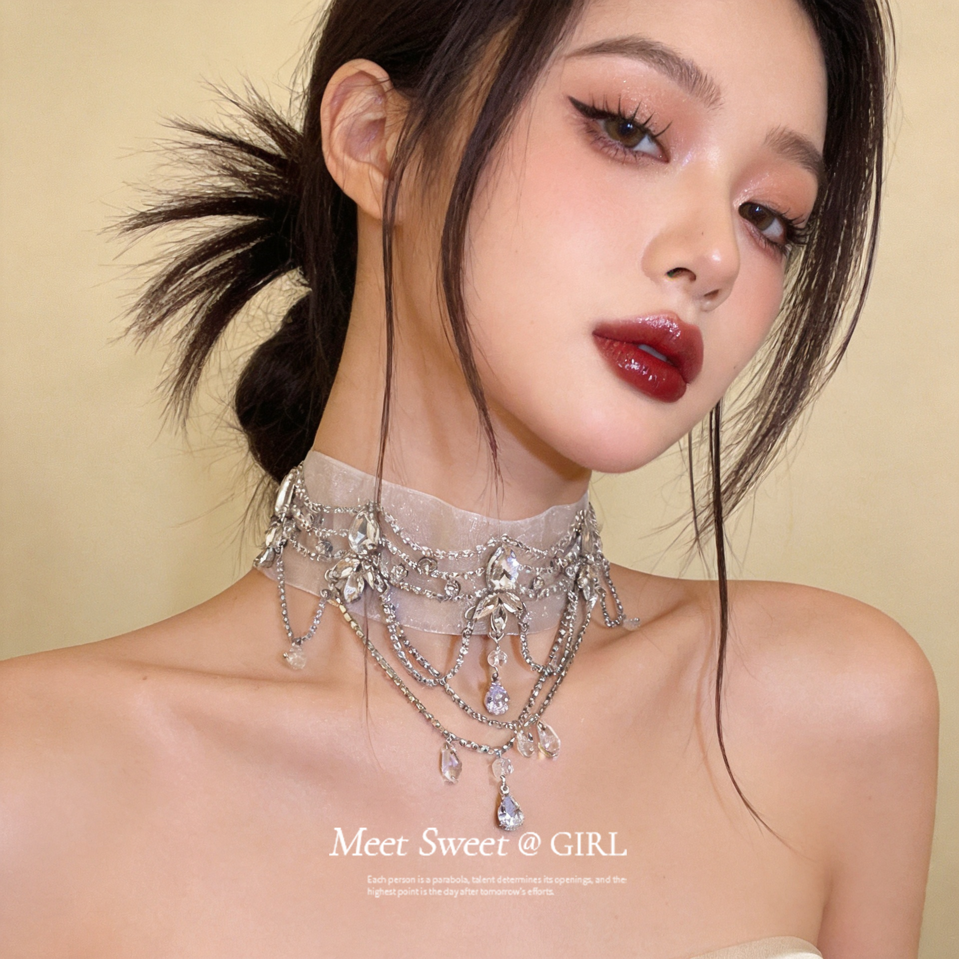 超仙雪纺颈带choker项圈颈链2026新款高级感轻奢项链巨好看配饰女