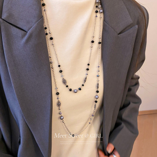 复古珍珠毛衣链轻奢高级感大气高档时尚 叠戴项链配饰女 百搭长款