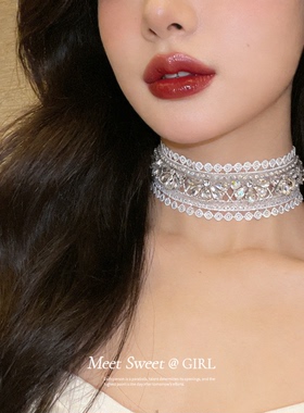 蕾丝花边镶钻颈链choker项链女