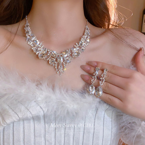 绝美钻石项链耳环套装